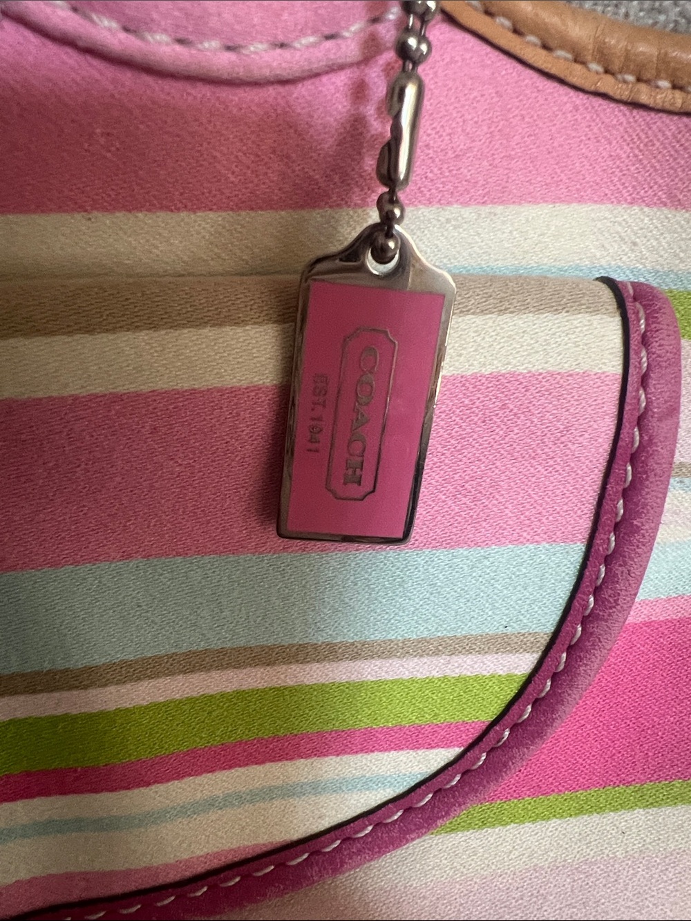 Vintage Coach Soho Twill Stripe with tan leather accents - Picture 8 of 8